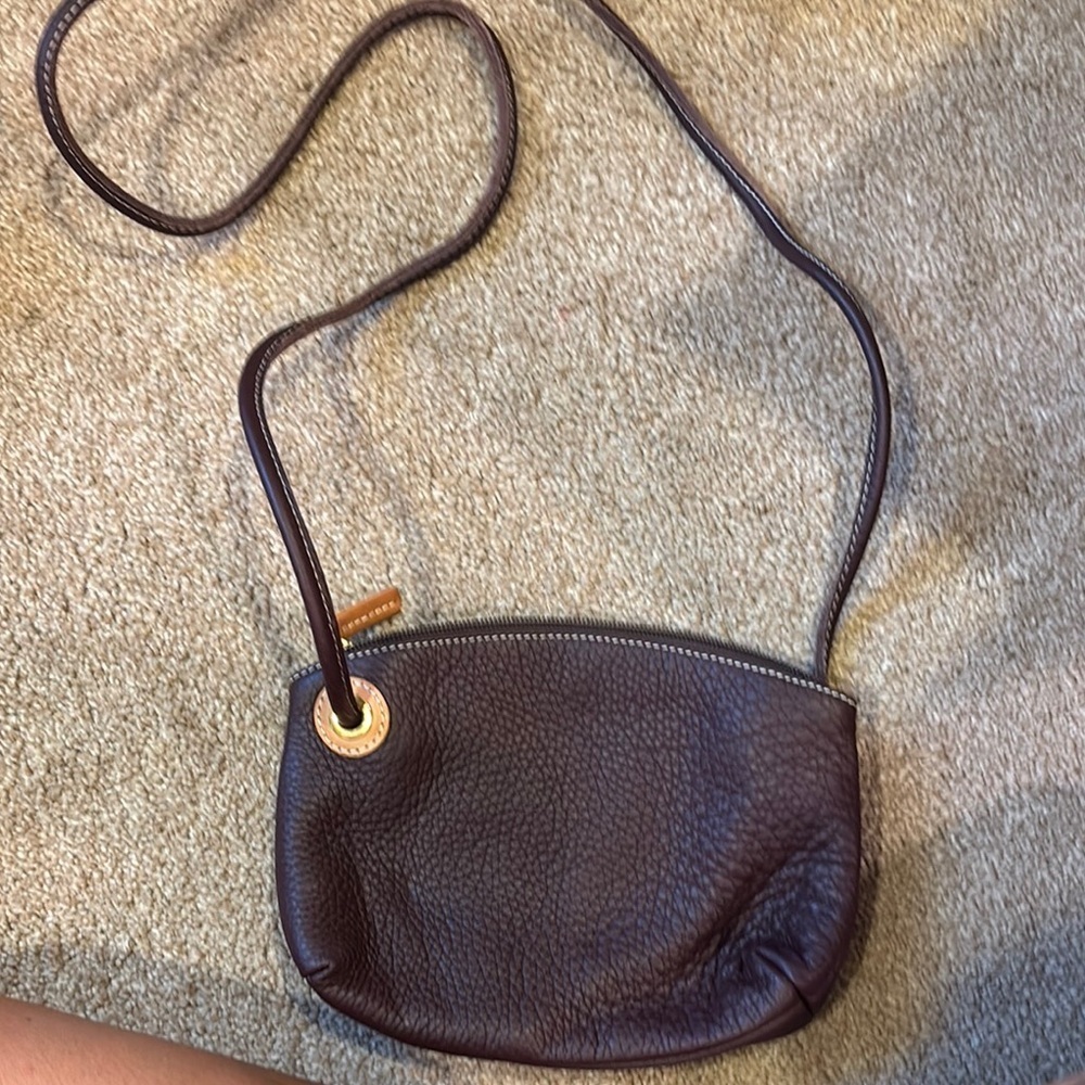 Italian Leather Classic Brown Textured Crossbody Bag